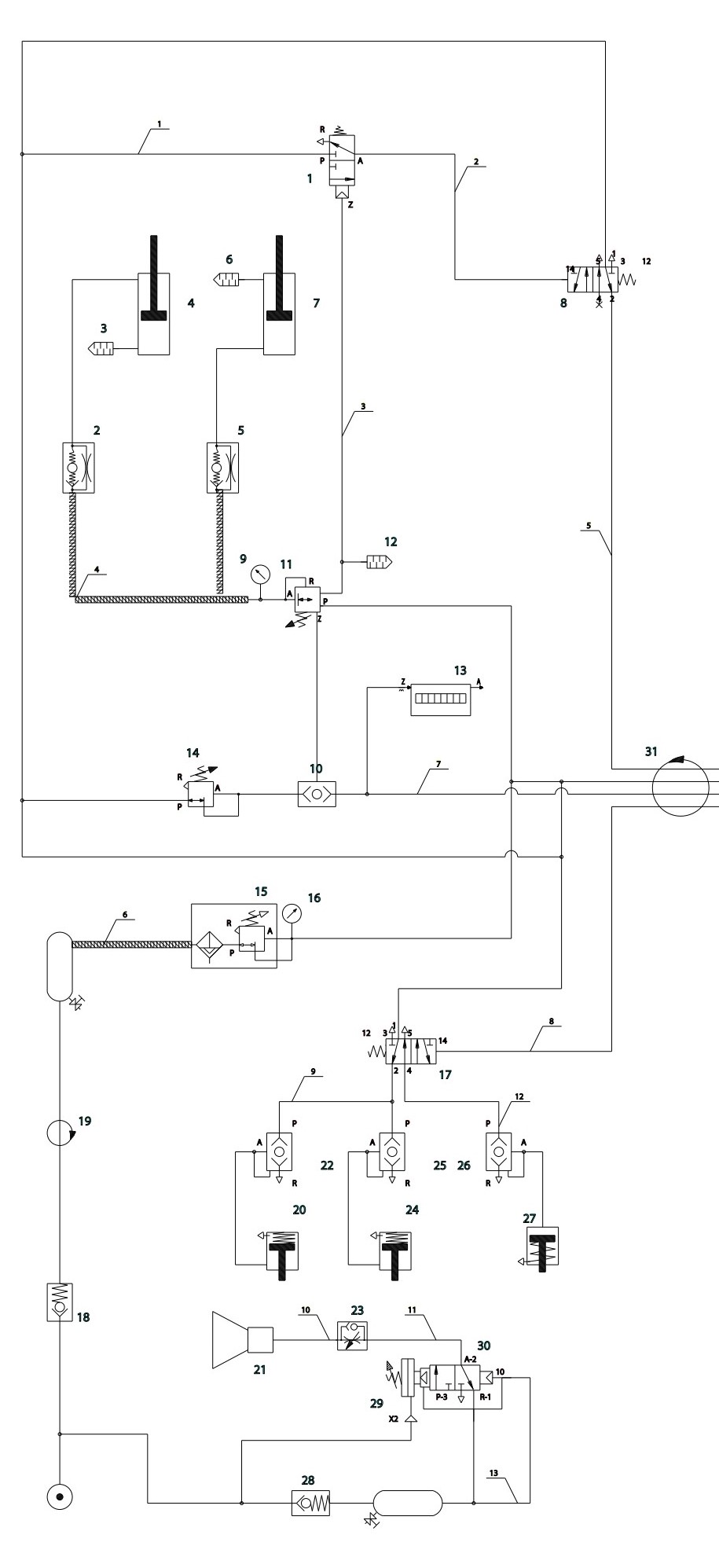 Schéma pneumatique du bras manipulateur